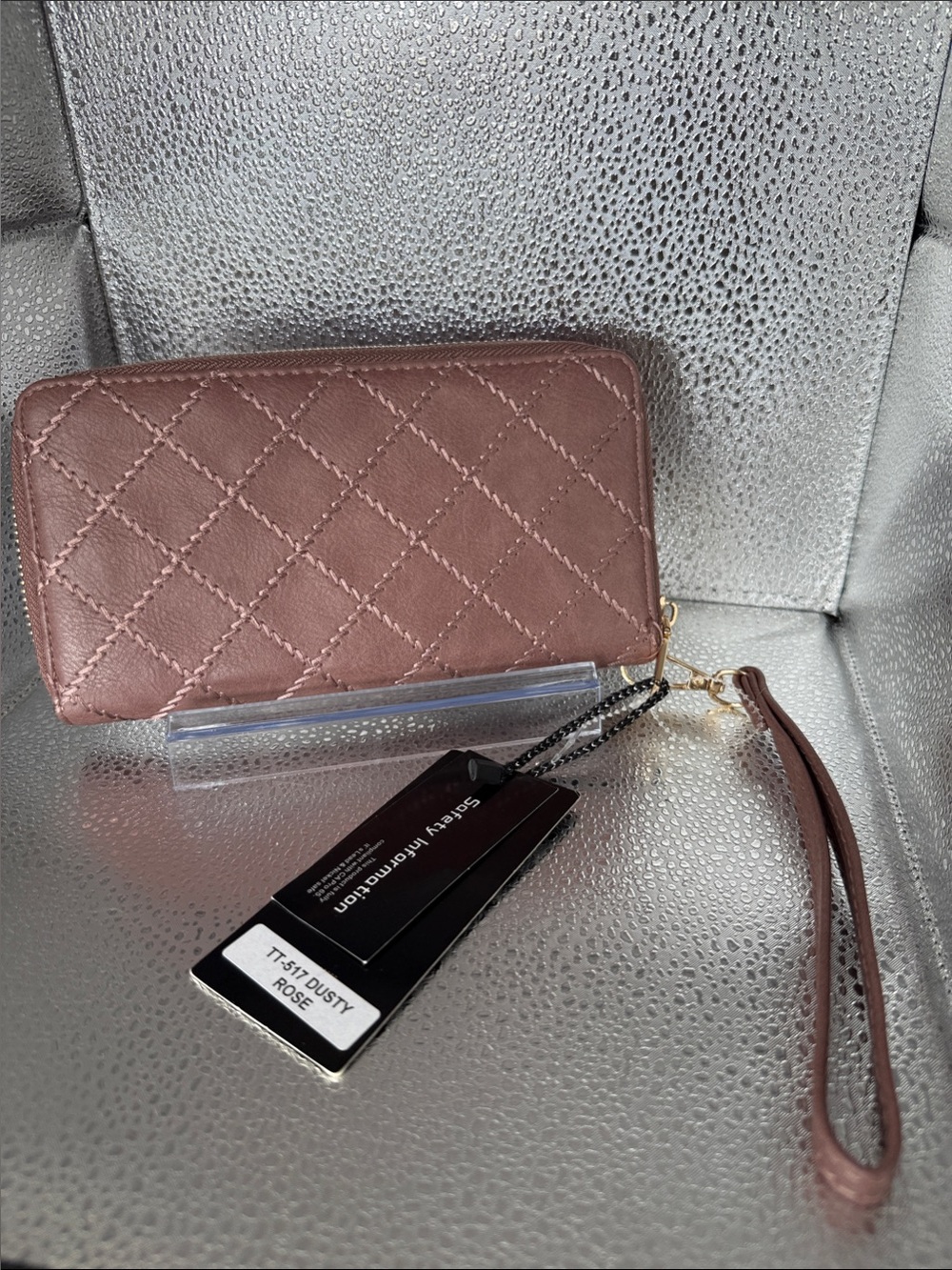 Diophy Quilted Wristlet Wallet - Dusty Rose NWT